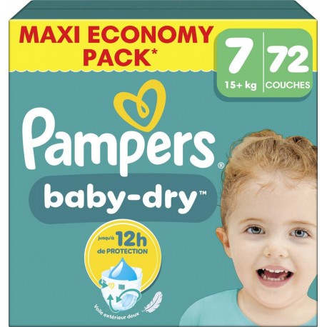 PAMPERS Couches Bébés Baby-Dry 13+Kg Taille 7 72 couches
