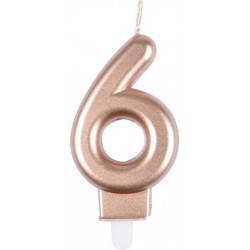 PARIS PRIX Bougie D'anniversaire chiffre 6 7cm Rose Gold