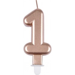 PARIS PRIX Bougie D'anniversaire chiffre 1 7cm Rose Gold
