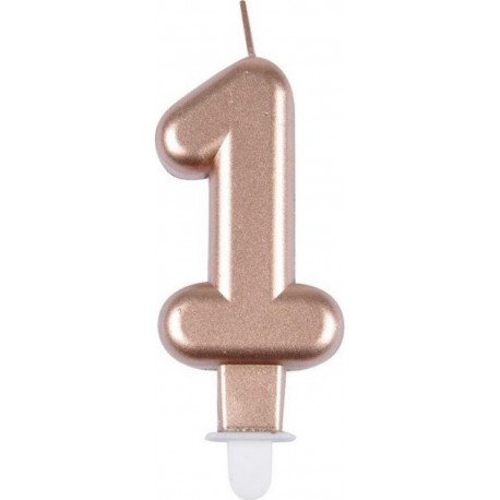 PARIS PRIX Bougie D'anniversaire chiffre 1 7cm Rose Gold