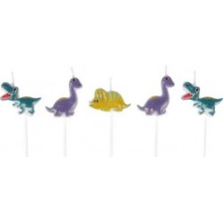 PARIS PRIX Lot De 5 Bougies D'anniversaire happy Dino Multicolore