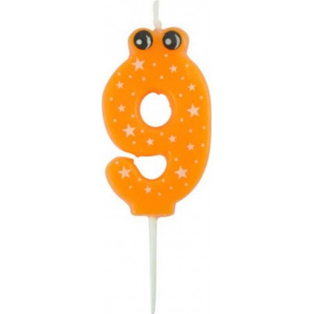 PARIS PRIX Bougie D'anniversaire chiffre 9 5cm Orange