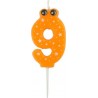 PARIS PRIX Bougie D'anniversaire chiffre 9 5cm Orange