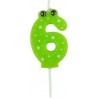 PARIS PRIX Bougie D'anniversaire chiffre 6 5cm Vert