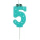 PARIS PRIX Bougie D'anniversaire chiffre 5 5cm Bleu