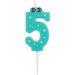 PARIS PRIX Bougie D'anniversaire chiffre 5 5cm Bleu