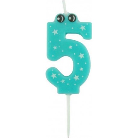 PARIS PRIX Bougie D'anniversaire chiffre 5 5cm Bleu