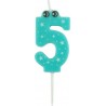 PARIS PRIX Bougie D'anniversaire chiffre 5 5cm Bleu