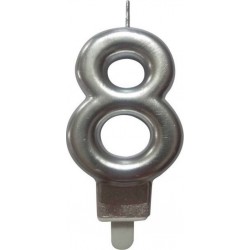 PARIS PRIX Bougie D'anniversaire chiffre 8 7cm Argent