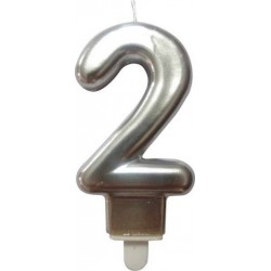 PARIS PRIX Bougie D'anniversaire chiffre 2 7cm Argent