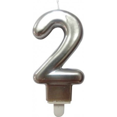 PARIS PRIX Bougie D'anniversaire chiffre 2 7cm Argent