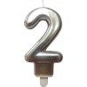PARIS PRIX Bougie D'anniversaire chiffre 2 7cm Argent