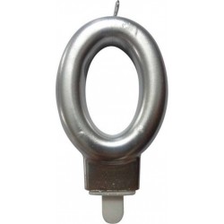 PARIS PRIX Bougie D'anniversaire chiffre 0 7cm Argent