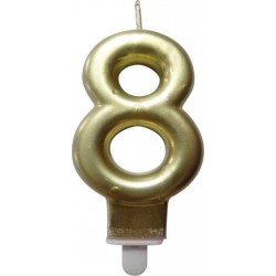 PARIS PRIX Bougie D'anniversaire chiffre 8 7cm Or