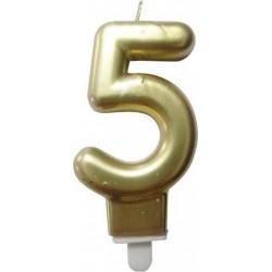 PARIS PRIX Bougie D'anniversaire chiffre 5 7cm Or