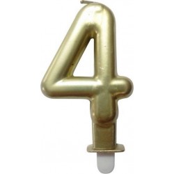 PARIS PRIX Bougie D'anniversaire chiffre 4 7cm Or