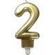 PARIS PRIX Bougie D'anniversaire chiffre 2 7cm Or