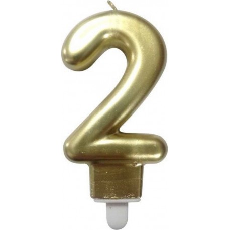 PARIS PRIX Bougie D'anniversaire chiffre 2 7cm Or