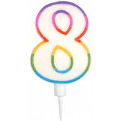 PARIS PRIX Bougie D'anniversaire chiffre 8 10cm Multicolore