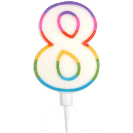 PARIS PRIX Bougie D'anniversaire chiffre 8 10cm Multicolore