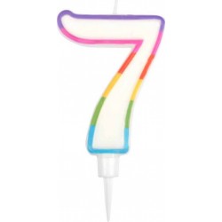 PARIS PRIX Bougie D'anniversaire chiffre 7 10cm Multicolore