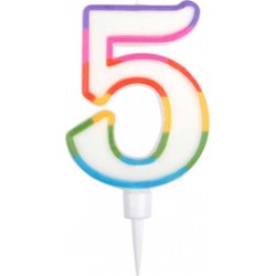 PARIS PRIX Bougie D'anniversaire chiffre 5 10cm Multicolore