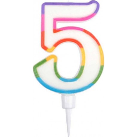 PARIS PRIX Bougie D'anniversaire chiffre 5 10cm Multicolore