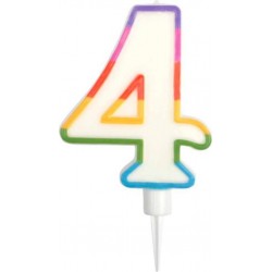 PARIS PRIX Bougie D'anniversaire chiffre 4 10cm Multicolore