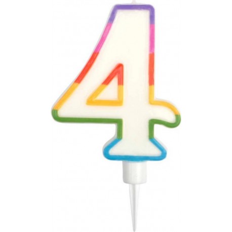 PARIS PRIX Bougie D'anniversaire chiffre 4 10cm Multicolore