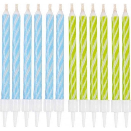 PARIS PRIX Lot De 12 Bougies D'anniversaire magiques 6cm Bleu & Vert