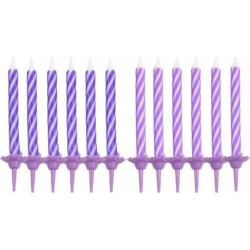 PARIS PRIX Lot De 24 Bougies D'anniversaire nuance 6cm Prune
