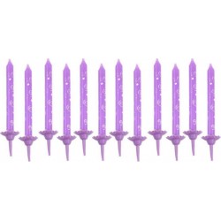 PARIS PRIX Lot De 12 Bougies D'anniversaire arabesques 6cm Prune