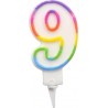 PARIS PRIX Bougie D'anniversaire chiffre 9 7cm Multicolore