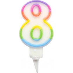 PARIS PRIX Bougie D'anniversaire chiffre 8 7cm Multicolore