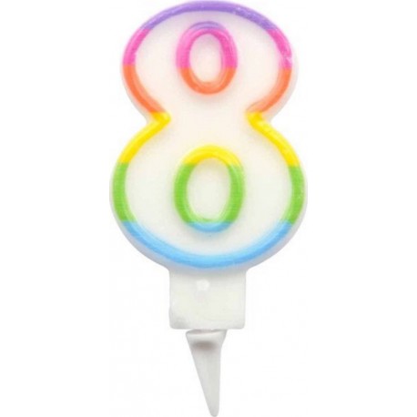 PARIS PRIX Bougie D'anniversaire chiffre 8 7cm Multicolore