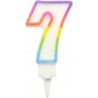 PARIS PRIX Bougie D'anniversaire chiffre 7 7cm Multicolore