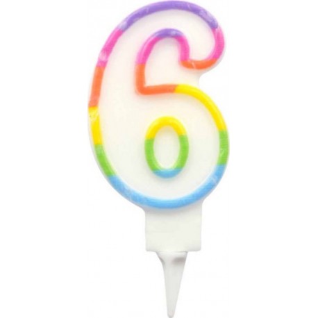 PARIS PRIX Bougie D'anniversaire chiffre 6 7cm Multicolore