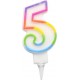 PARIS PRIX Bougie D'anniversaire chiffre 5 7cm Multicolore