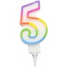 PARIS PRIX Bougie D'anniversaire chiffre 5 7cm Multicolore
