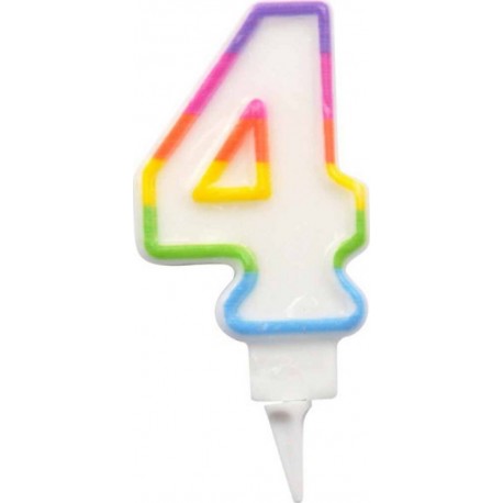 PARIS PRIX Bougie D'anniversaire chiffre 4 7cm Multicolore