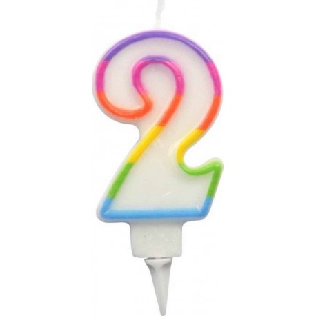 PARIS PRIX Bougie D'anniversaire chiffre 2 7cm Multicolore