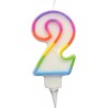 PARIS PRIX Bougie D'anniversaire chiffre 2 7cm Multicolore