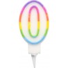 PARIS PRIX Bougie D'anniversaire chiffre 0 7cm Multicolore