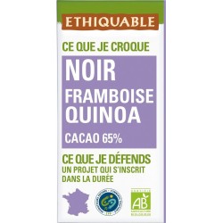 ETHIQUABLE Tablette de chocolat noir framboise quinoa bio