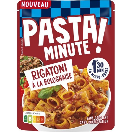 LUSTUCRU Plats Cuisiné Pasta Minute Pâtes Rigatoni à la Bolognaise