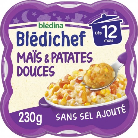 BLEDINA Plat bébé Maïs & Patates Douces au cumin dès 12 mois