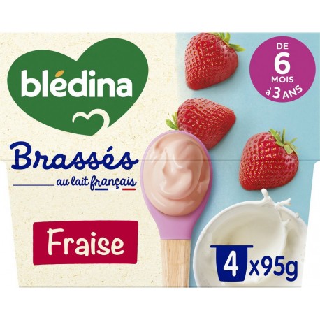 BLEDINA Dessert lacté bébé dès 6 mois Fraise Brassés