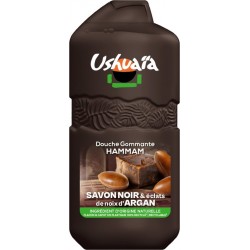USHUAIA Gel douche Gommante Hammam Savon Noir et Éclats d'Argan