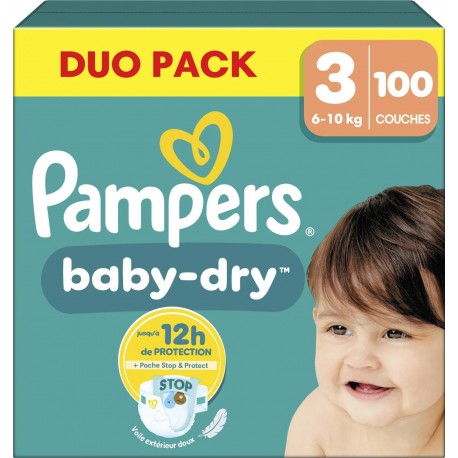 PAMPERS BABY DRY Taille 3 6-10Kg X100