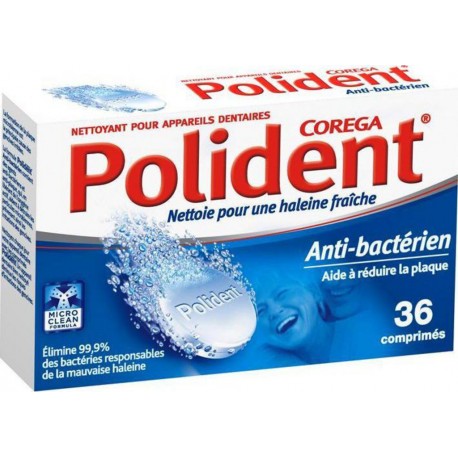 Polident Anti-Bactérien aide à Réduire la Plaque 36 Comprimés (lot de 3)